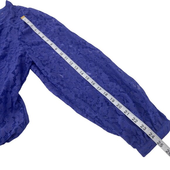 Torrid Womens Harper Lace Tunic Top SZ 2XL 18/20 Purple Long Sleeve Semi Sheer - Picture 8 of 14
